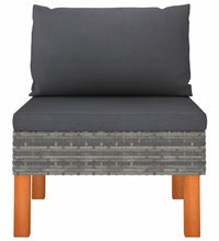 Mittelsofa Poly Rattan und Eukalyptus Massivholz