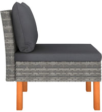 Mittelsofa Poly Rattan und Eukalyptus Massivholz