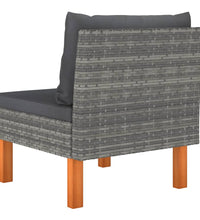 Mittelsofa Poly Rattan und Eukalyptus Massivholz