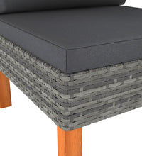 Mittelsofa Poly Rattan und Eukalyptus Massivholz