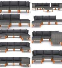 Mittelsofa Poly Rattan und Eukalyptus Massivholz