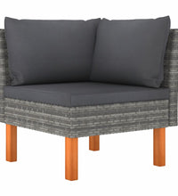 Ecksofa Poly Rattan und Eukalyptus Massivholz