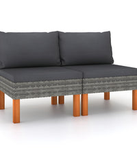 Mittelsofas 2 Stk. Poly Rattan und Eukalyptus Massivholz