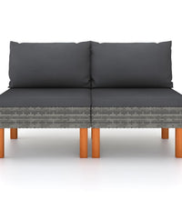 Mittelsofas 2 Stk. Poly Rattan und Eukalyptus Massivholz