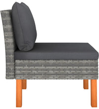 Mittelsofas 2 Stk. Poly Rattan und Eukalyptus Massivholz