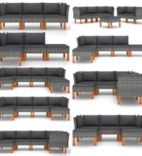 Mittelsofas 2 Stk. Poly Rattan und Eukalyptus Massivholz