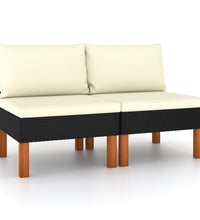 Mittelsofas 2 Stk. Poly Rattan und Eukalyptus Massivholz