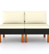 Mittelsofas 2 Stk. Poly Rattan und Eukalyptus Massivholz