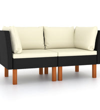 Ecksofas 2 Stk. Poly Rattan und Eukalyptus Massivholz