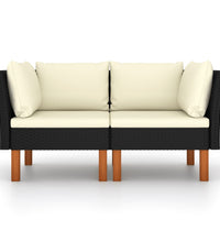 Ecksofas 2 Stk. Poly Rattan und Eukalyptus Massivholz
