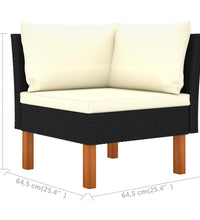 Ecksofas 2 Stk. Poly Rattan und Eukalyptus Massivholz