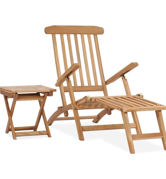 Garten-Liegestuhl mit Fußstütze und Tisch Massivholz Teak