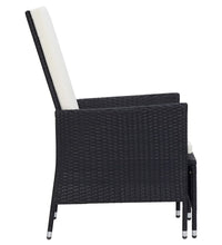 3-tlg. Garten-Lounge-Set mit Kissen Poly-Rattan Schwarz