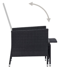 3-tlg. Garten-Lounge-Set mit Kissen Poly-Rattan Schwarz