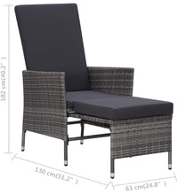 3-tlg. Garten-Lounge-Set mit Kissen Poly Rattan Grau