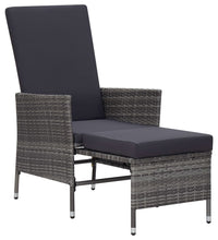 3-tlg. Garten-Lounge-Set mit Kissen Poly Rattan Grau