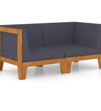 2-Sitzer-Sofa mit Dunkelgrauen Kissen Akazie Massivholz