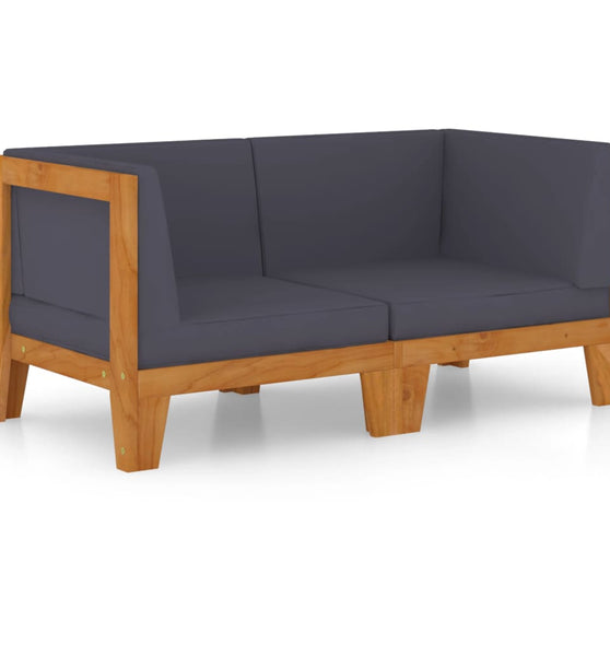 2-Sitzer-Sofa mit Dunkelgrauen Kissen Akazie Massivholz
