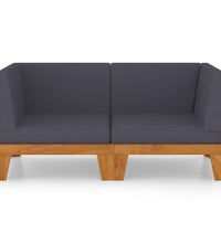 2-Sitzer-Sofa mit Dunkelgrauen Kissen Akazie Massivholz