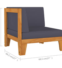 2-Sitzer-Sofa mit Dunkelgrauen Kissen Akazie Massivholz