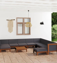 11-tlg. Garten-Lounge-Set mit Kissen Akazie Massivholz