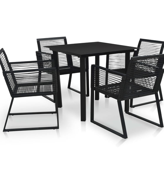 5-tlg. Garten-Essgruppe PVC Rattan Schwarz