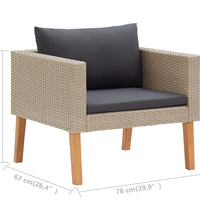 4-tlg. Garten-Lounge-Set mit Auflagen Poly Rattan Beige