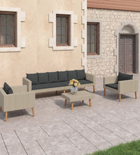 4-tlg. Garten-Lounge-Set mit Auflagen Poly Rattan Beige