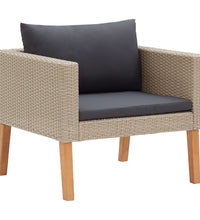 5-tlg. Garten-Lounge-Set mit Auflagen Poly Rattan Beige