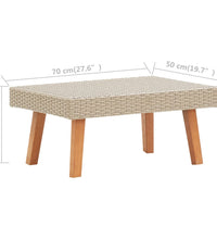 4-tlg. Garten-Lounge-Set mit Auflagen Poly Rattan Beige