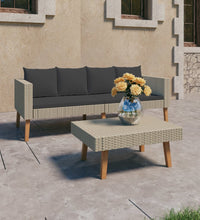 2-tlg. Garten-Lounge-Set mit Auflagen Poly Rattan Beige