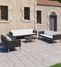 5-tlg. Garten-Lounge-Set mit Auflagen Poly Rattan Schwarz