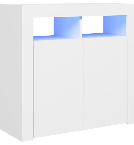 Sideboard mit LED-Leuchten Weiß 80x35x75 cm