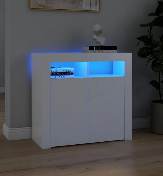 Sideboard mit LED-Leuchten Weiß 80x35x75 cm