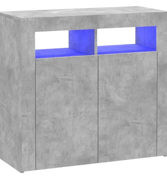 Sideboard mit LED-Leuchten Betongrau 80x35x75 cm