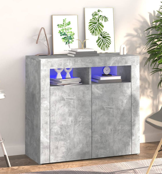 Sideboard mit LED-Leuchten Betongrau 80x35x75 cm