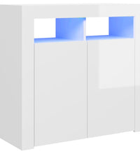 Sideboard mit LED-Leuchten Hochglanz-Weiß 80x35x75 cm