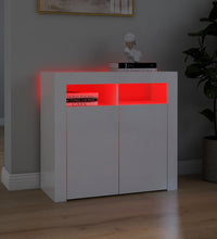 Sideboard mit LED-Leuchten Hochglanz-Weiß 80x35x75 cm