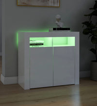 Sideboard mit LED-Leuchten Hochglanz-Weiß 80x35x75 cm