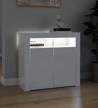 Sideboard mit LED-Leuchten Hochglanz-Weiß 80x35x75 cm