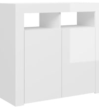Sideboard mit LED-Leuchten Hochglanz-Weiß 80x35x75 cm