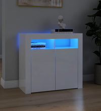Sideboard mit LED-Leuchten Hochglanz-Weiß 80x35x75 cm