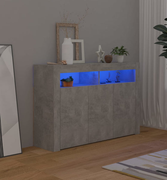 Sideboard mit LED-Leuchten Betongrau 115,5x30x75 cm