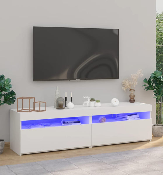 TV-Schränke 2 Stk. mit LED-Leuchten Weiß 75x35x40 cm