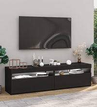 TV-Schränke 2 Stk. mit LED-Leuchten Schwarz 75x35x40 cm