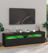 TV-Schränke 2 Stk. mit LED-Leuchten Schwarz 75x35x40 cm