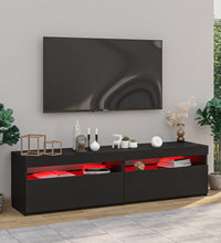 TV-Schränke 2 Stk. mit LED-Leuchten Schwarz 75x35x40 cm