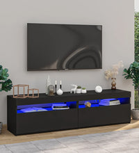 TV-Schränke 2 Stk. mit LED-Leuchten Schwarz 75x35x40 cm