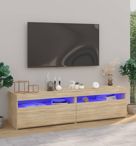 TV-Schränke 2 Stk. mit LED-Leuchten Sonoma-Eiche 75x35x40 cm