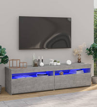 TV-Schränke 2 Stk. mit LED-Leuchten Betongrau 75x35x40 cm